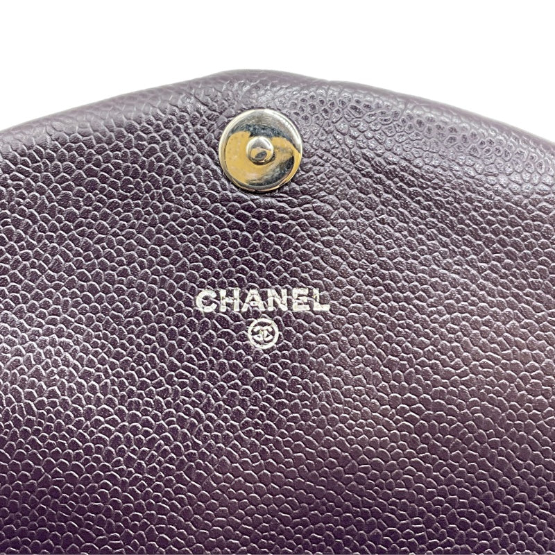 シャネル CHANEL チェーンウォレット ハーフムーン A40033 パープル キャビアスキン レディース ショルダーバッグ