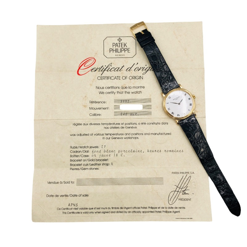 パテック・フィリップ PATEK PHILIPPE カラトラバ 3992J イエローゴールド/ブラック K18YG 自動巻き レディース 腕時計