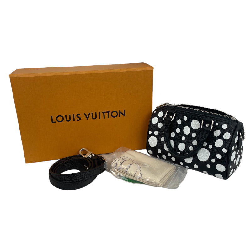 ルイ・ヴィトン LOUIS VUITTON ナノ・スピ―ディー LV×YK 草間彌生 M81910 ブラック モノグラム・アンプラント レディース ショルダーバッグ