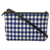セリーヌ CELINE トリオスモール ショルダーバッグ ブルー×ホワイト ゴールド金具 レザー/キャンバス レディース ショルダーバッグ