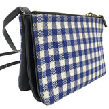 セリーヌ CELINE トリオスモール ショルダーバッグ ブルー×ホワイト ゴールド金具 レザー/キャンバス レディース ショルダーバッグ