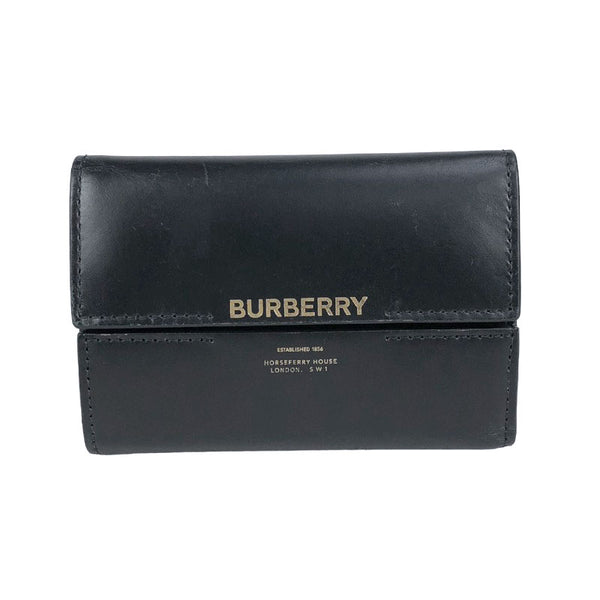バーバリー BURBERRY コンパクトウォレット 8011472 ブラック レザー ユニセックス 三つ折り財布