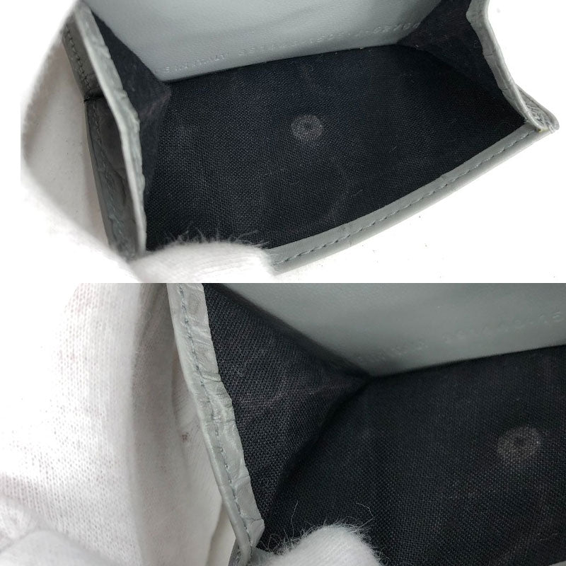 バレンシアガ BALENCIAGA ペーパーウォレット 391446 グレー レザー レディース 三つ折り財布