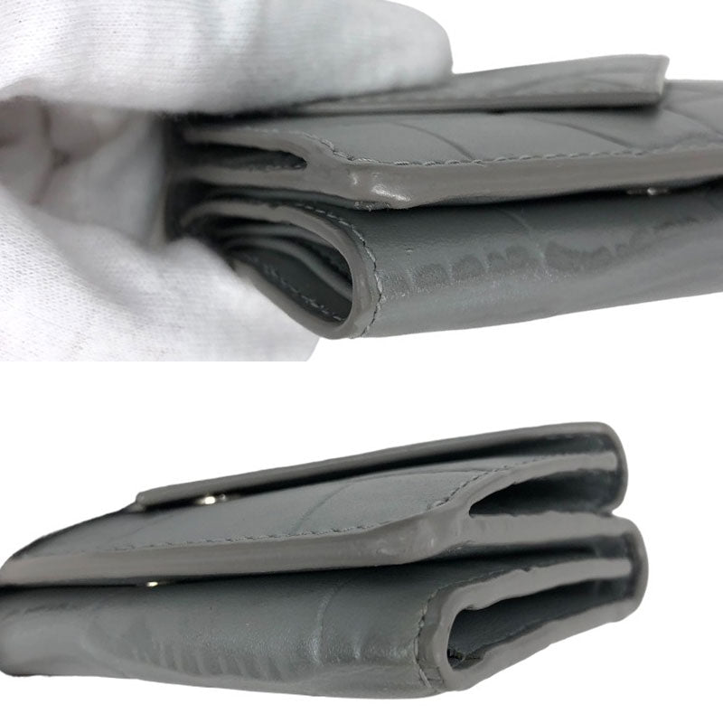 バレンシアガ BALENCIAGA ペーパーウォレット 391446 グレー レザー レディース 三つ折り財布