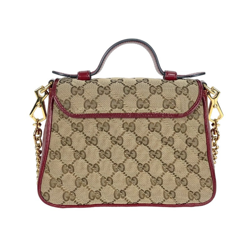 グッチ GUCCI ミニトップハンドル 583571 ベージュ×レッド GG ...