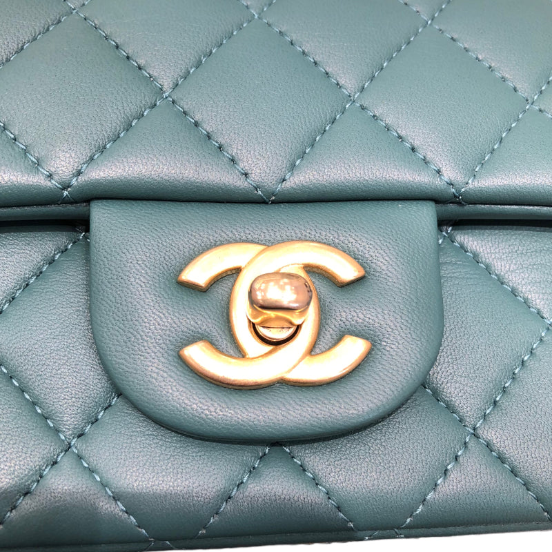 シャネル CHANEL トップハンドルミニマトラッセ グリーン レザー ラムスキン レディース ショルダーバッグ