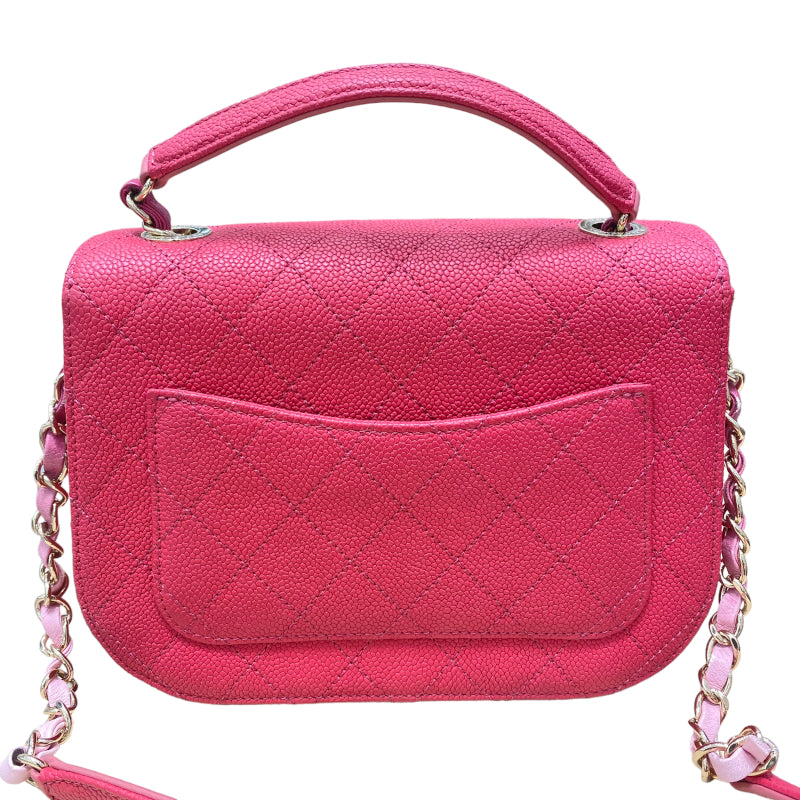 シャネル CHANEL マトラッセトップハンドルショルダー ピンク レザー キャビアスキン レディース ショルダーバッグ