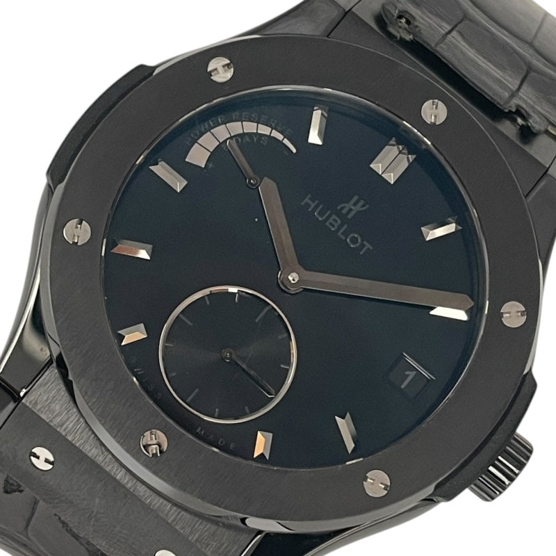 ウブロ HUBLOT クラシック・フュージョン パワーリザーブ8デイズ オールブラック 516.CM.1440.LR ブラック チタン×セラミック 手巻き メンズ 腕時計