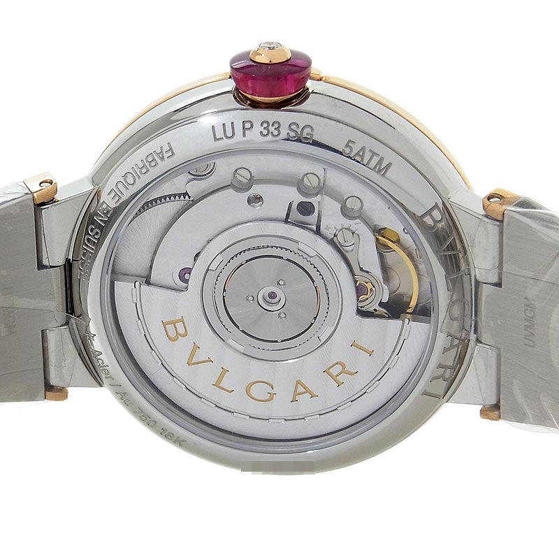 ブルガリ BVLGARI ルチェア カボションピンクサファイア LU33BSPGSPGD ブラック K18PG/SS 自動巻き レディース 腕時計