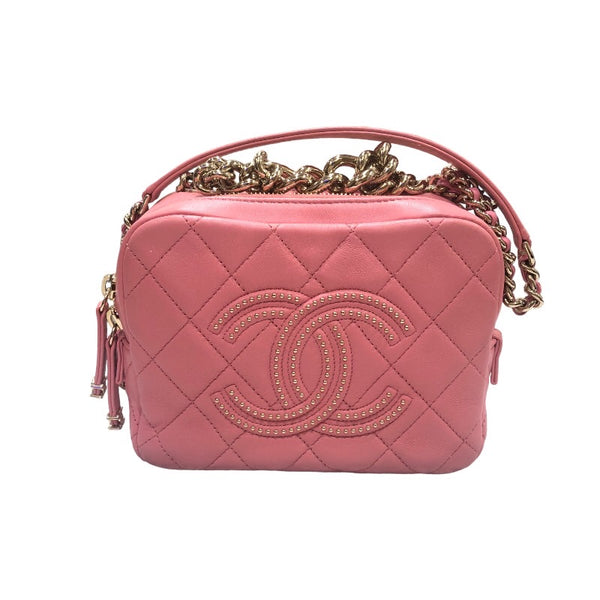 シャネル CHANEL スクエア2WAYショルダー ピンク　ゴールド金具 ラムスキン レディース ショルダーバッグ