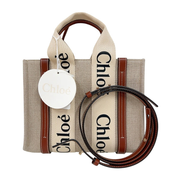 クロエ Chloe ウッディスモールトート ベージュ キャンバス レディース ハンドバッグ