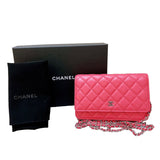 シャネル CHANEL マトラッセ クラシックチェーンウォレット AP0250 ピンク ラムスキン レディース ショルダーバッグ