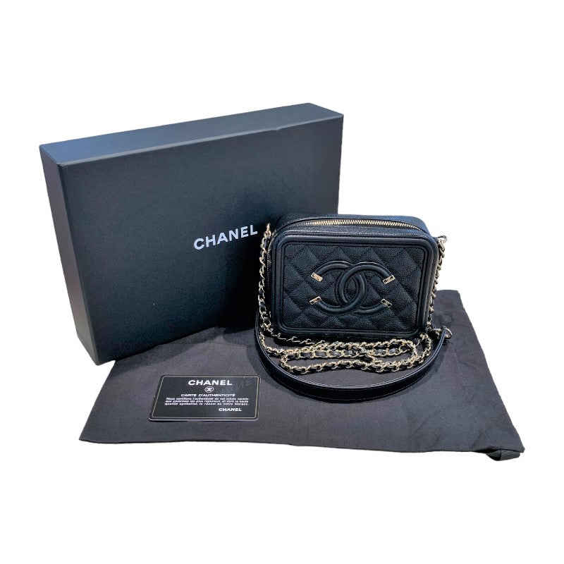 シャネル CHANEL CCフィリグリー ミニショルダーバッグ A84452 ブラック/ゴールド金具 キャビアスキン レディース ショルダーバッグ