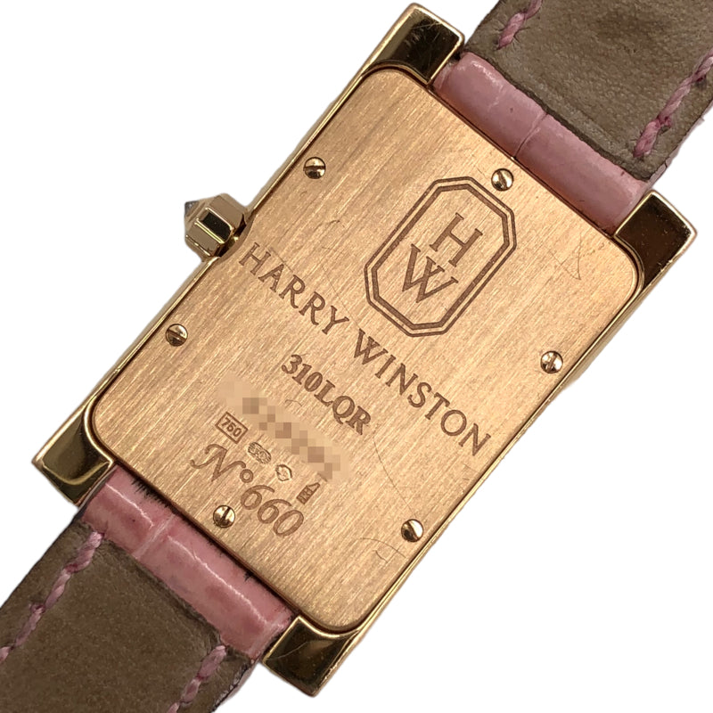 ハリーウィンストン HARRY WINSTON アヴェニュー オーロラ ホワイトシェル 310LQR ホワイト K18PG/ダイヤモンド/ピンクサファイヤ/革ベルト クオーツ レディース 腕時計