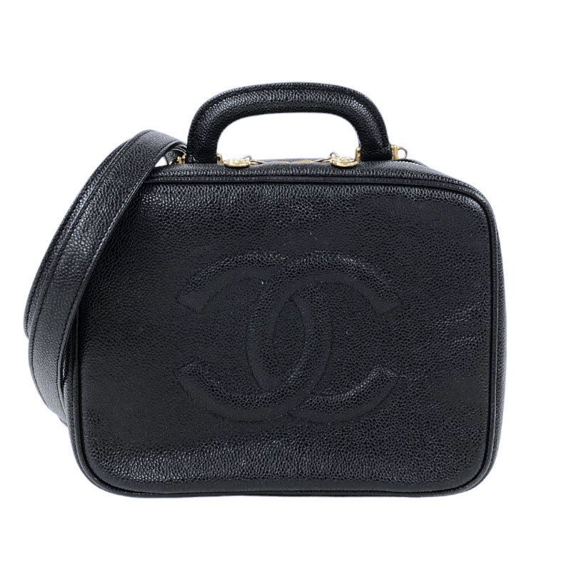 シャネル CHANEL ヴァニティショルダー A07061 5番台 ブラック ゴールド金具 キャビアスキン レディース ハンドバッグ