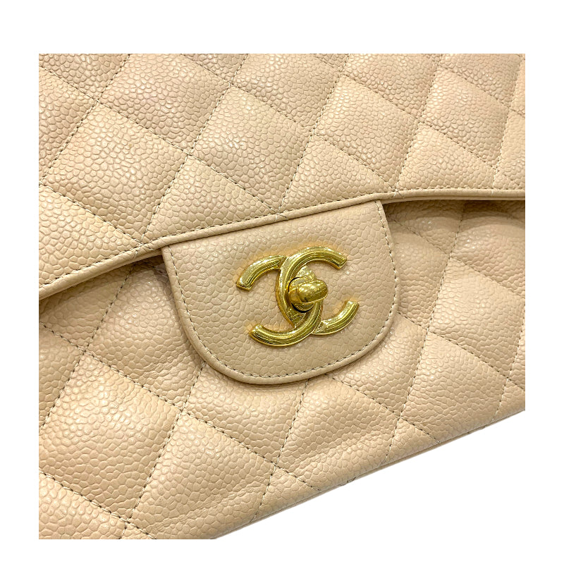 シャネル CHANEL マトラッセ チェーンショルダーバッグ30 A58600 ベージュ ゴールド金具 キャビアスキン レディース ショルダーバッグ