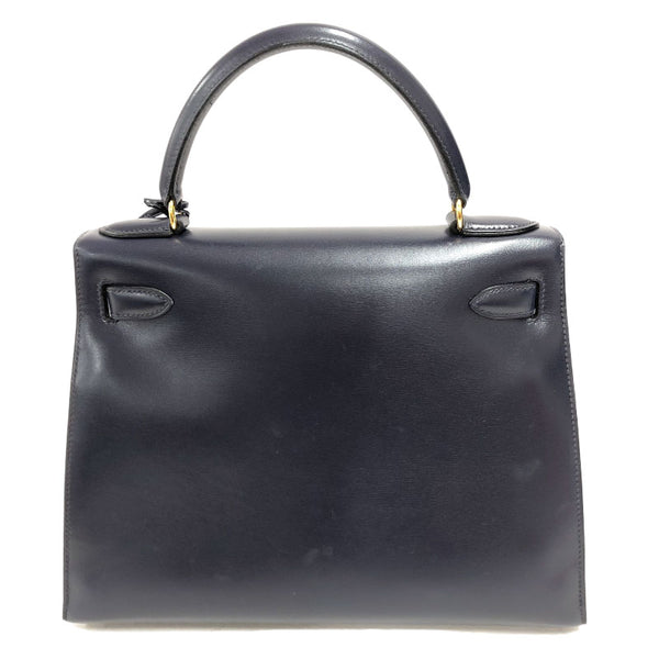 エルメス HERMES ケリー28 □B刻 ブルーインディゴ ゴールド金具 ボックスカーフ レディース ハンドバッグ