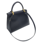 エルメス HERMES ケリー28 □B刻 ブルーインディゴ ゴールド金具 ボックスカーフ レディース ハンドバッグ