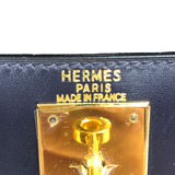 エルメス HERMES ケリー28 □B刻 ブルーインディゴ ゴールド金具 ボックスカーフ レディース ハンドバッグ