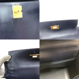 エルメス HERMES ケリー28 □B刻 ブルーインディゴ ゴールド金具 ボックスカーフ レディース ハンドバッグ
