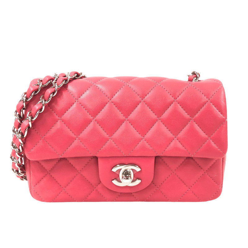 シャネル CHANEL ミニマトラッセ20 A69900 ピンク　シルバー金具 ラムスキン レディース ショルダーバッグ