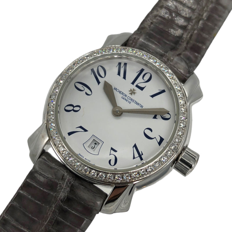 ヴァシュロン・コンスタンタン VACHERON CONSTANTIN マルタ 25715/000G ホワイト K18WG/トカゲ革ベルト クオーツ レディース 腕時計