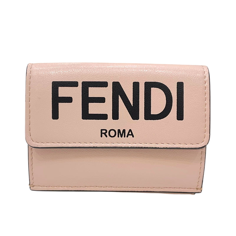 フェンディ FENDI コンパクト ウォレット 8M0395 ピンクベージュ レザー レディース 二つ折り財布
