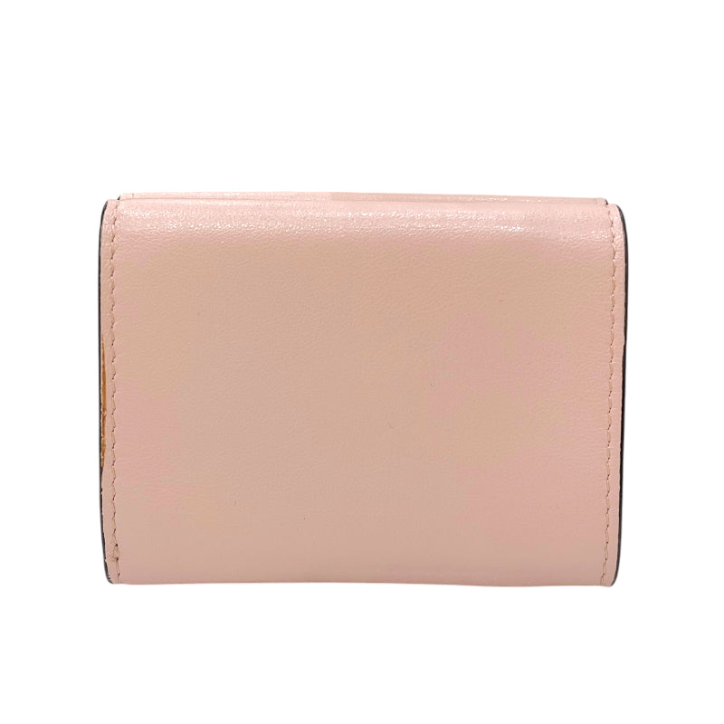 フェンディ FENDI コンパクト ウォレット 8M0395 ピンクベージュ レザー レディース 二つ折り財布