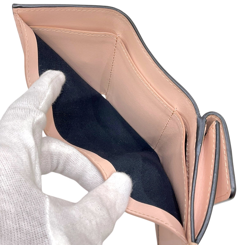 フェンディ FENDI コンパクト ウォレット 8M0395 ピンクベージュ レザー レディース 二つ折り財布