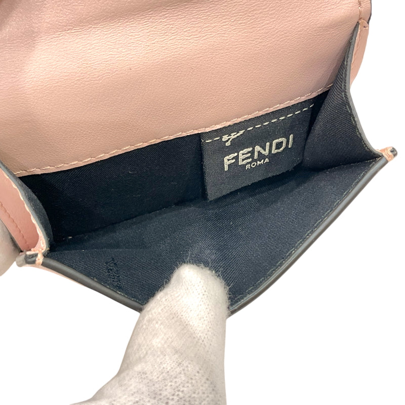フェンディ FENDI コンパクト ウォレット 8M0395 ピンクベージュ レザー レディース 二つ折り財布