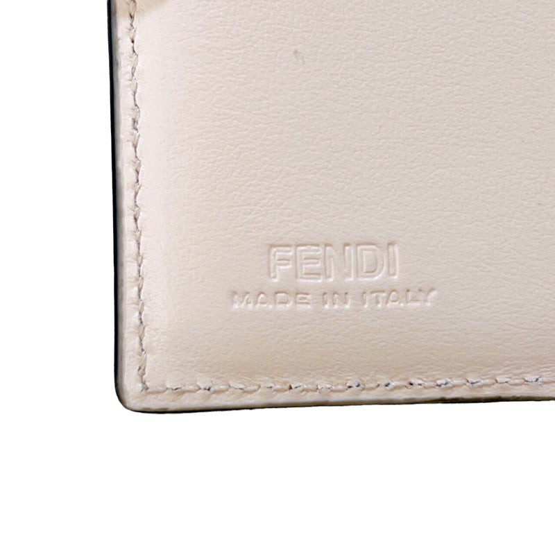 フェンディ FENDI コンパクトウォレット 8M0395 サーモンピンク/ドールド金具 ポリッシュレザー レディース 三つ折り財布