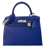 エルメス HERMES ケリー28　外縫い U刻印　(2022年製) ブルーエレクトリック  ヴォーエプソン レディース ハンドバッグ