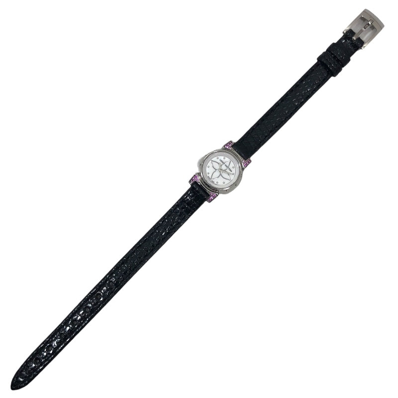 ルイ・ヴィトン LOUIS VUITTON タンブール ビジュ Q151I ホワイトシェル文字盤  SS/レザーストラップ(社外品) クオーツ 腕時計 レディース