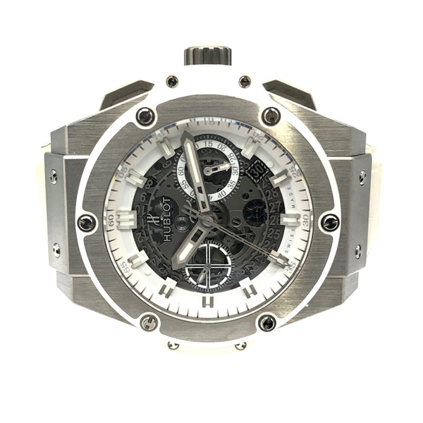 ウブロ HUBLOT キングパワーウニコチタニウム 701.NE.0127.GR ホワイト×スケルトン チタン/純正ベルト/純正バックル メンズ 腕時計