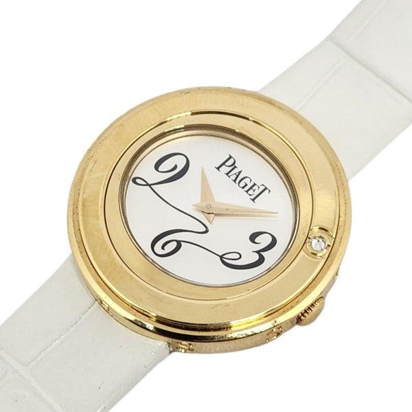 ピアジェ PIAGET ポセジョン P10275 ホワイト K18YG/革ベルト クオーツ