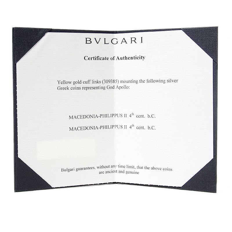 ブルガリ BVLGARI モテーネ カフリンクス マケドニア・フィリップス2 4世  K18YG ジュエリー