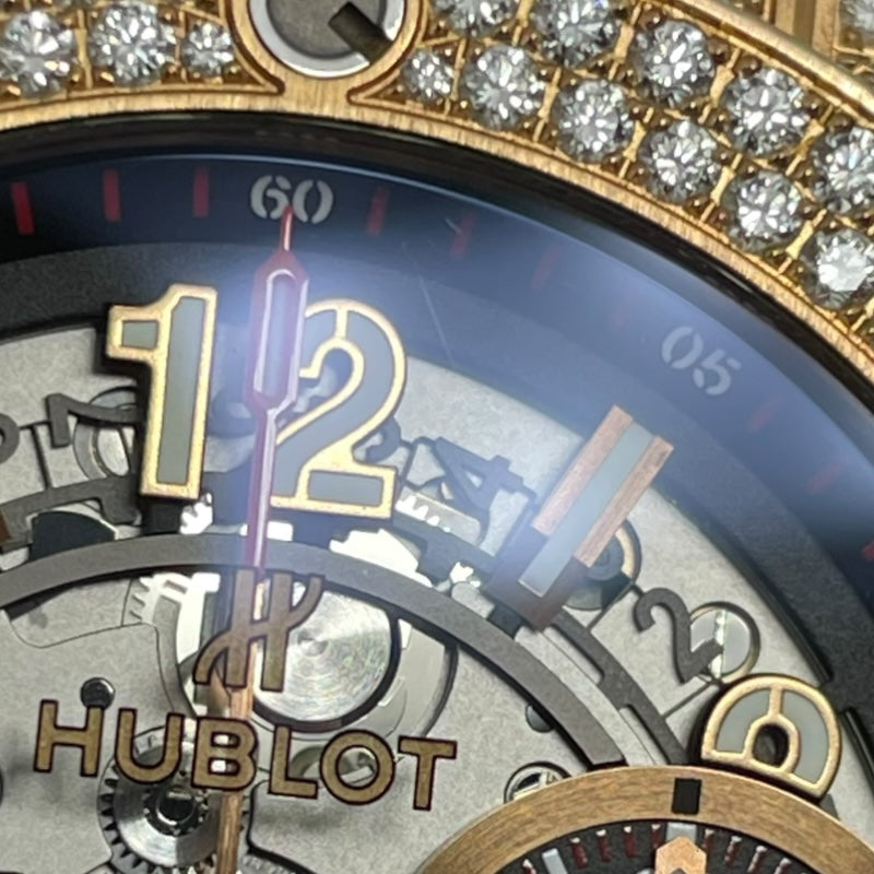 ウブロ HUBLOT ビッグバン ウニコ キングゴールド パヴェ 411.OX.1180.RX.1704 K18PG/ラバーベルト 自動巻き メンズ 腕時計