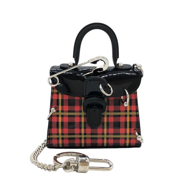 デルヴォー DELVAUX ブリヨンチャーム ブラック/レッド シルバー金具 PVCｘエナメル レディース チャーム