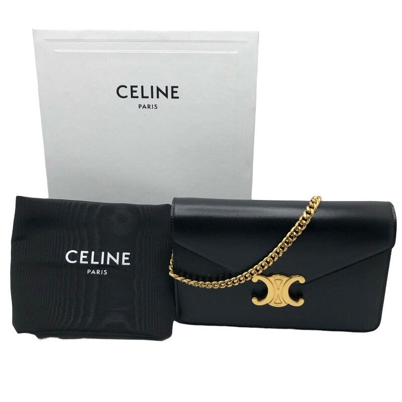 セリーヌ CELINE チェーンウォレット マーゴ 10L033 ブラック×GD金具