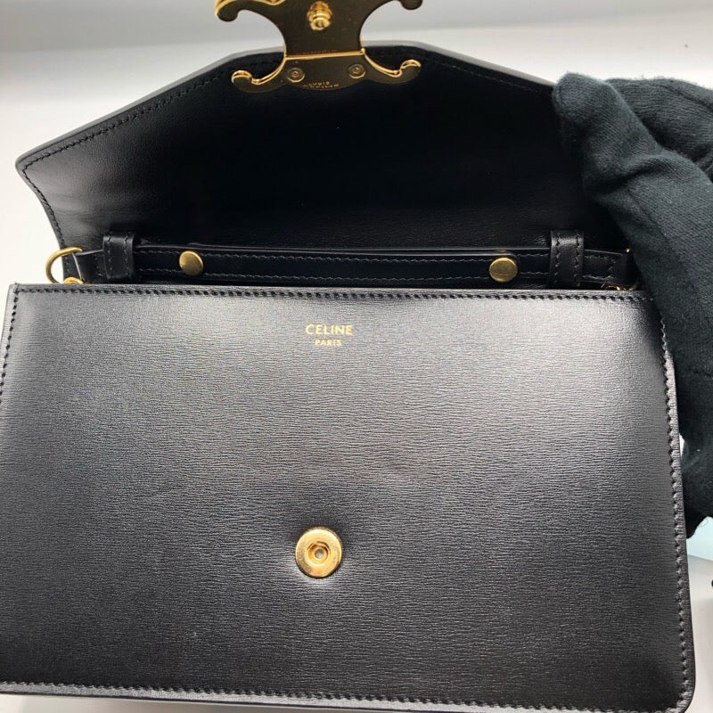 セリーヌ CELINE チェーンウォレット マーゴ 10L033 ブラック×GD金具