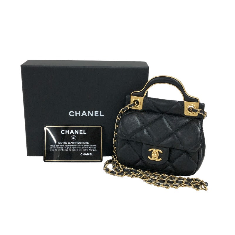 シャネル CHANEL ミニチェーンクラッチ AP2271 31 ブラック ゴールド金具 ラムスキン レディース ショルダーバッグ