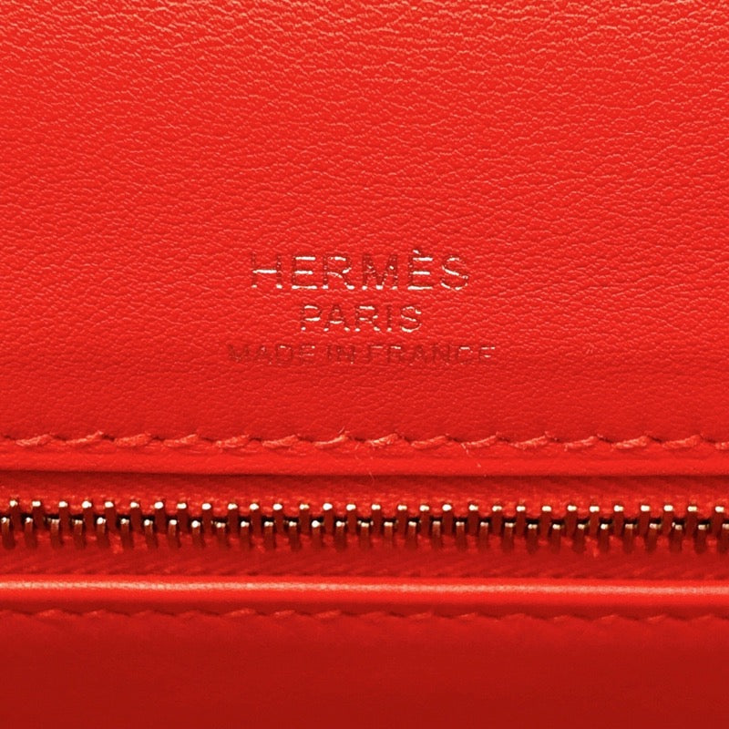 エルメス HERMES ケリー28　外縫い D刻 ベージュ・ーヴァーミリオン/シルバー金具 トワル・スイフト レディース ショルダーバッグ