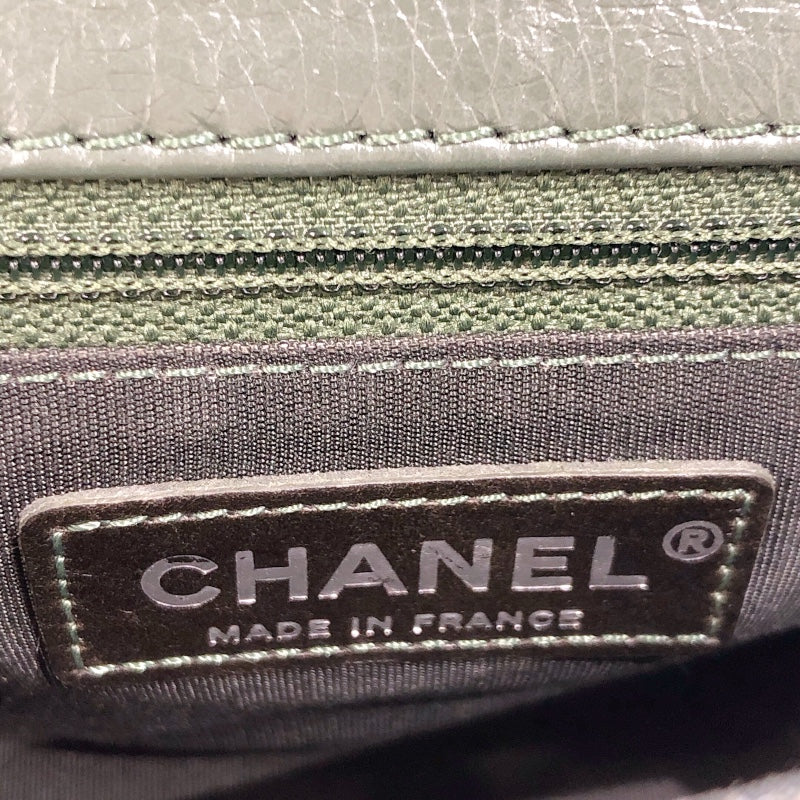 シャネル CHANEL チェーンショルダーバッグ カーキ/シルバー金具 ラムスキン レディース ショルダーバッグ