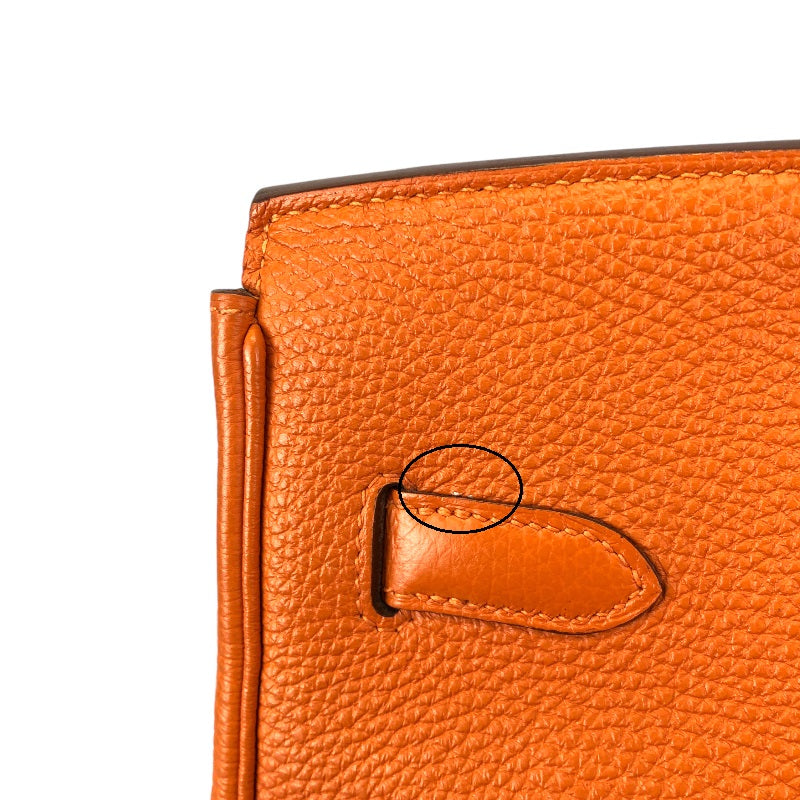 エルメス HERMES バーキン35 □N刻 オレンジ シルバー金具 トゴ レディース ハンドバッグ