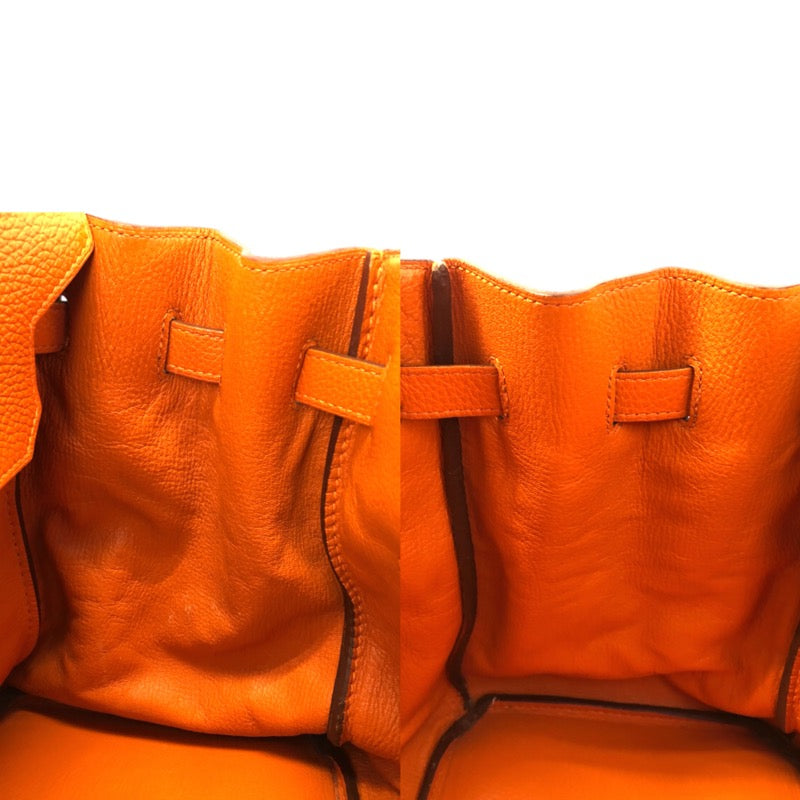 エルメス HERMES バーキン35 □N刻 オレンジ シルバー金具 トゴ レディース ハンドバッグ