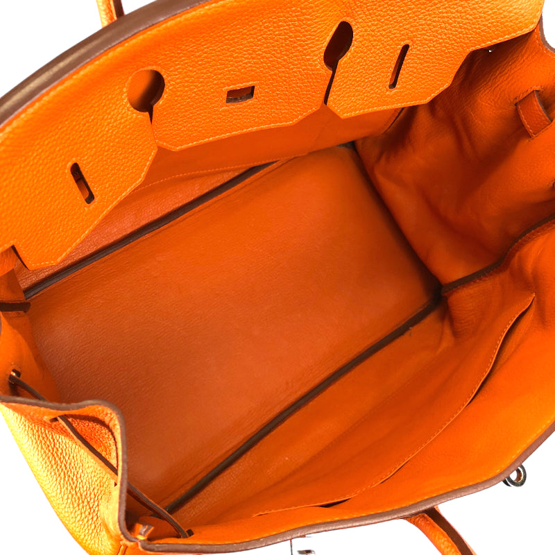 エルメス HERMES バーキン35 □N刻 オレンジ シルバー金具 トゴ レディース ハンドバッグ