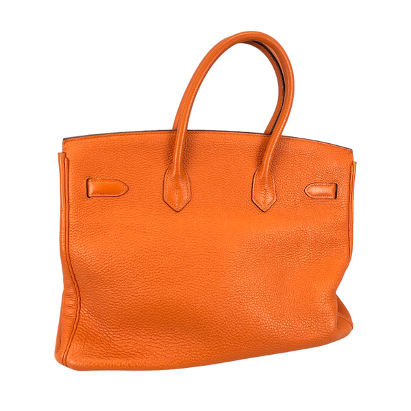 エルメス HERMES バーキン35 □N刻 オレンジ シルバー金具 トゴ レディース ハンドバッグ