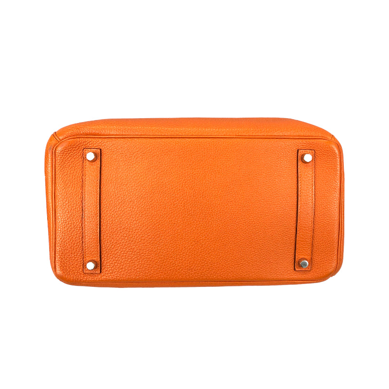 エルメス HERMES バーキン35 □N刻 オレンジ シルバー金具 トゴ レディース ハンドバッグ