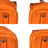 エルメス HERMES バーキン35 □N刻 オレンジ シルバー金具 トゴ レディース ハンドバッグ
