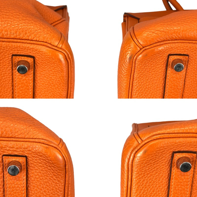 エルメス HERMES バーキン35 □N刻 オレンジ シルバー金具 トゴ レディース ハンドバッグ